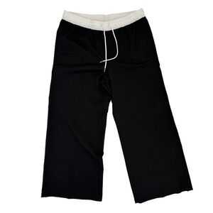 H&M Divided Wide Leg Pants Women Large Black White New Contrast Waist Trousers